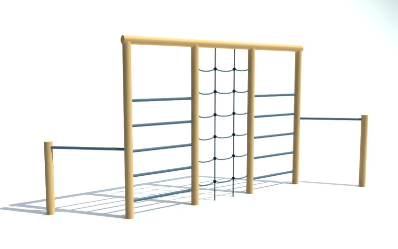 Kombinovaná cvičná stěna 2x hrazda, 2 x žebřík, řetězová síť, výška 2,1 m